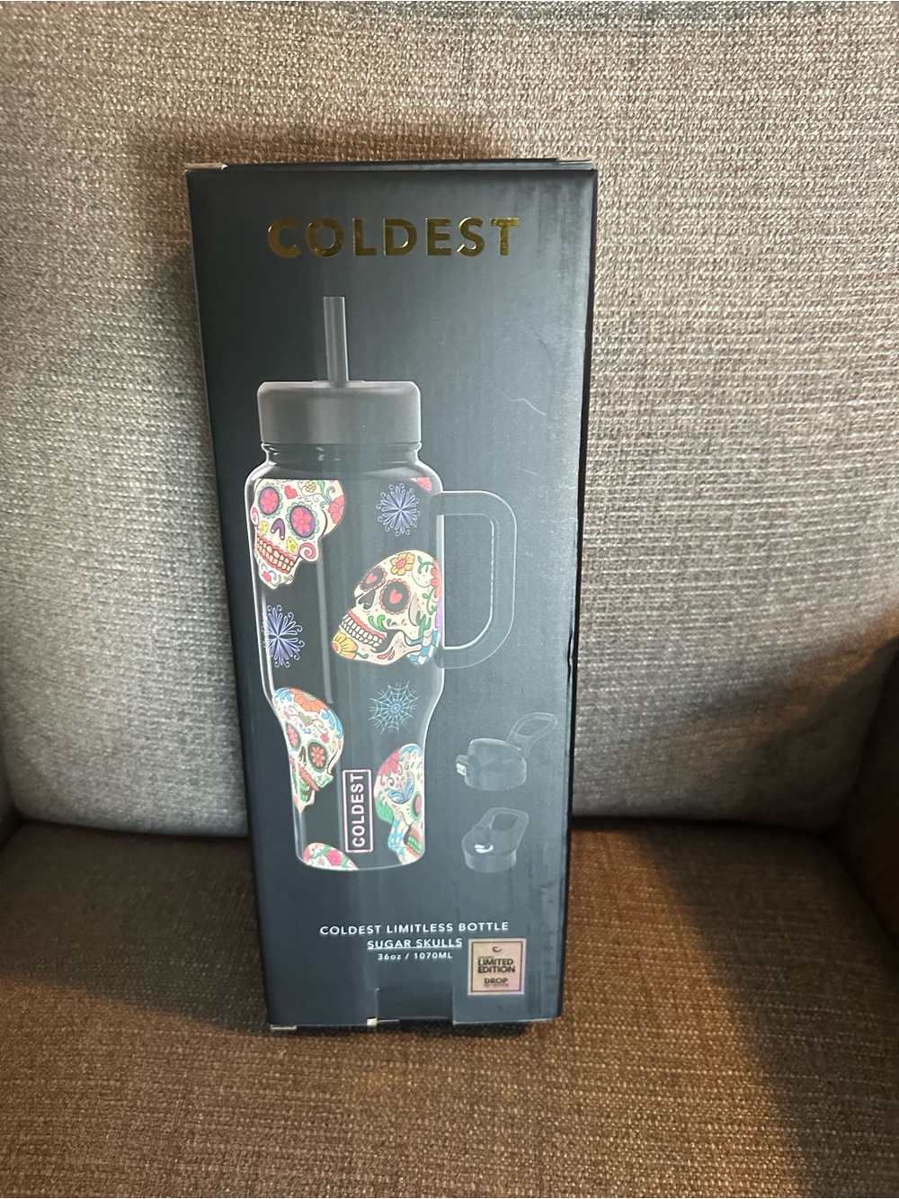 Coldest Sugar Skulls Limitless Bottle - Black with Colorful Skull Accents Glowie